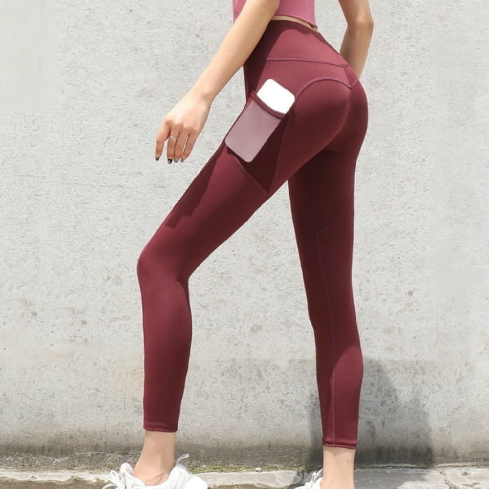 Legging de sport avec poche latérale rouge